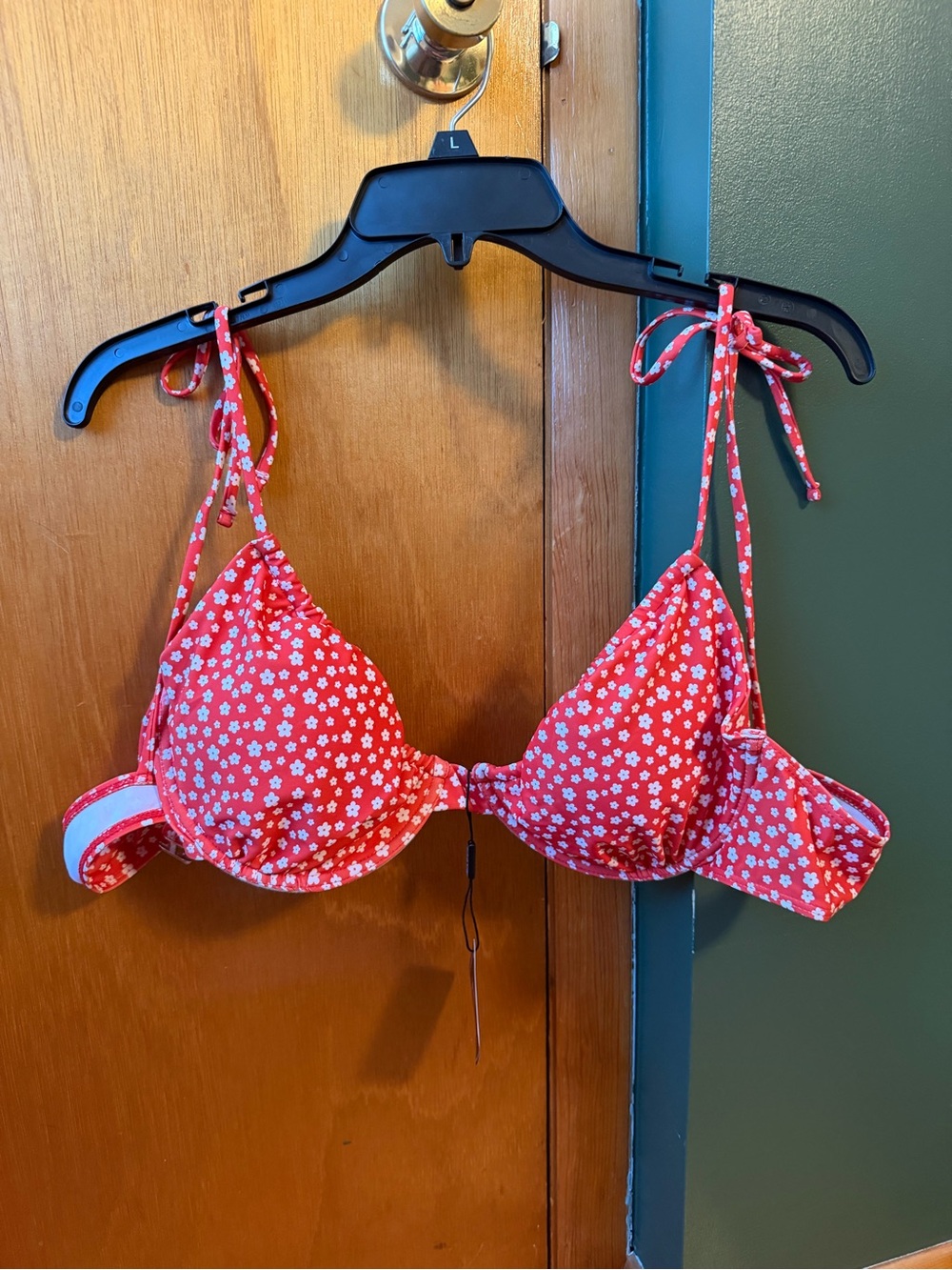 Zaful Orange Floral Tie-Shoulder Bikini Top